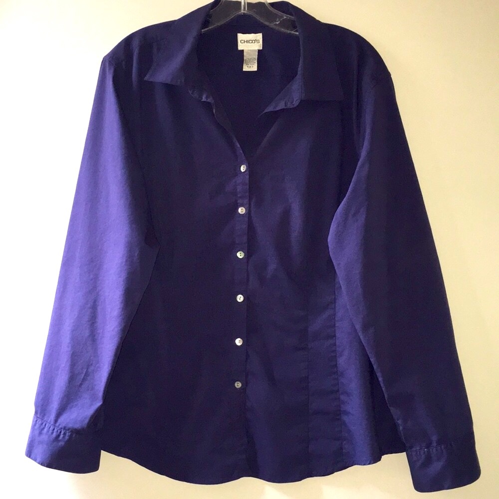 CHICOS Long Sleeve Purple Blouse
